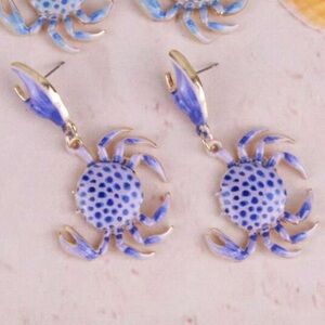 Purple and Gold Crab Earrings